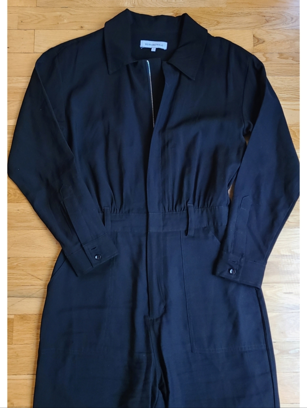We Wore What Utility Jumpsuit Black Utilitarian Minimalist Small Preppy Grunge - Picture 4 of 12